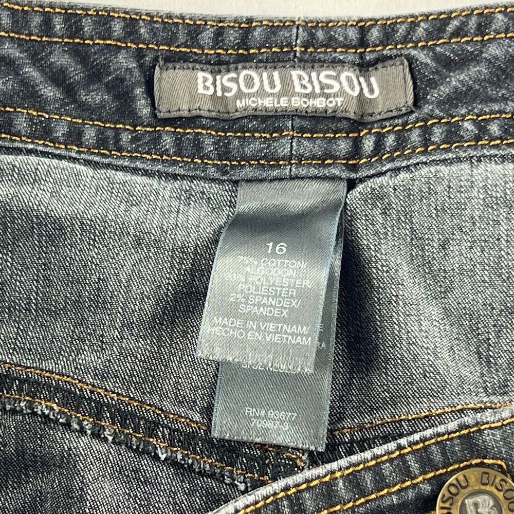 Bisou Bisou Womens Flat Front Dark Blue Denim 15" Skirt Size 16 - Picture 3 of 8
